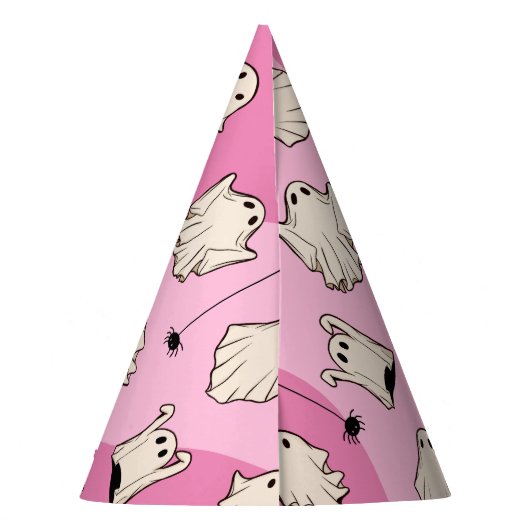 Retro Ghosts Pink Halloween Partyhütchen (Rückseite)
