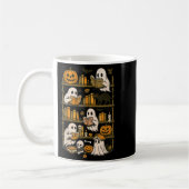 Retro Ghosts Reading Book Halloween Bookshelf Kaffeetasse (Links)