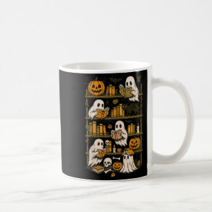 Retro Ghosts Reading Book Halloween Bookshelf Kaffeetasse