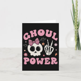 Retro Ghoul Power Halloween Girl Power Skull Toddl Karte