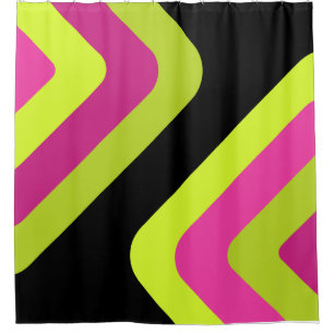 Retro Giant Diamonds Chartreuse Magenta Duschvorhang