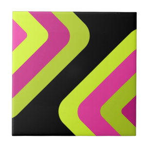 Retro Giant Diamonds Chartreuse Magenta Fliese