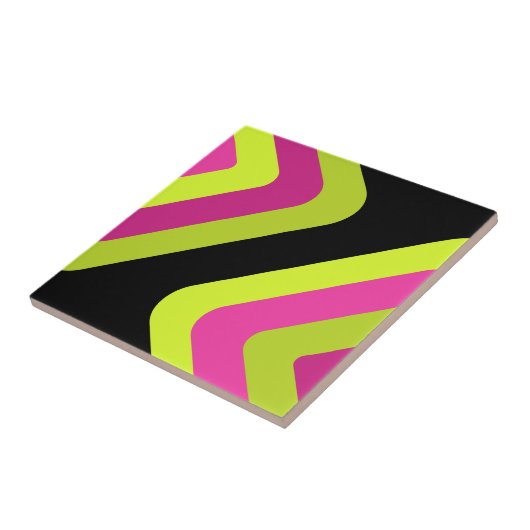 Retro Giant Diamonds Chartreuse Magenta Fliese (Seite)
