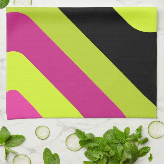 Retro Giant Diamonds Chartreuse Magenta Geschirrtuch (Gefaltet)