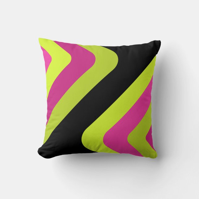 Retro Giant Diamonds Chartreuse Magenta Kissen (Vorderseite)