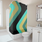 Retro Giant Diamonds Turquoise Gold Duschvorhang (Beispiel)