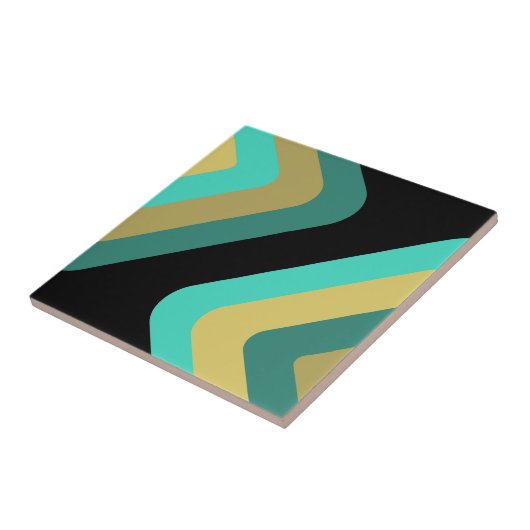 Retro Giant Diamonds Turquoise Gold Fliese (Seite)