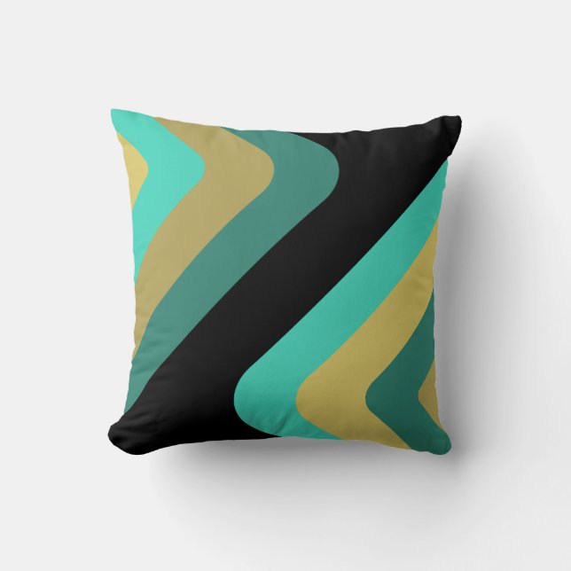 Retro Giant Diamonds Turquoise Gold Kissen (Vorderseite)