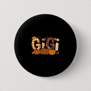 Retro Gigi Kürbis Herbstlaub Oma Herbst Dank Button