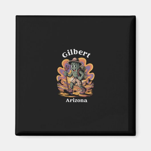 Retro Gilbert Arizona Wanderweg-Abenteuer Cactu Magnet (Vorne)