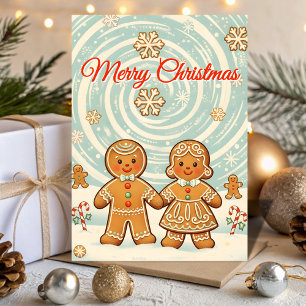Retro-Gingerbread-Blizzard-Weihnachten Feiertagskarte