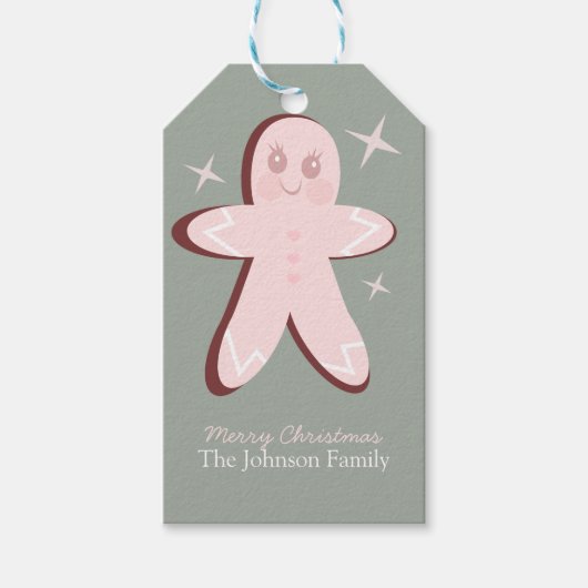 Retro Gingerbread Cookies Groovy Weihnachten Geschenkanhänger (Vorderseite)