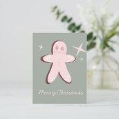 Retro Gingerbread Cookies Groovy Weihnachten Postkarte (Stehend Vorderseite)