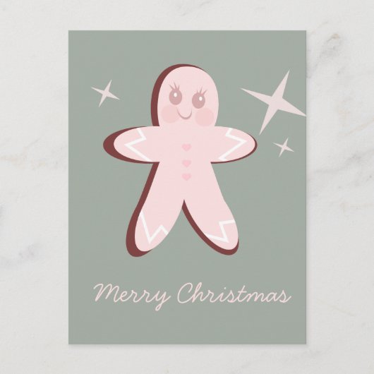 Retro Gingerbread Cookies Groovy Weihnachten Postkarte (Vorderseite)