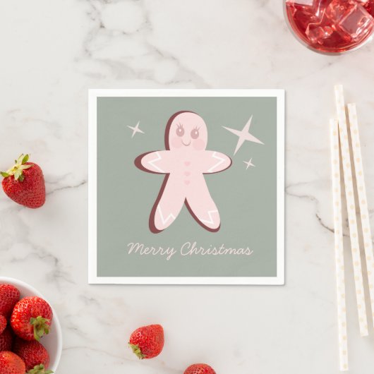 Retro Gingerbread Cookies Groovy Weihnachten Serviette (Beispiel)