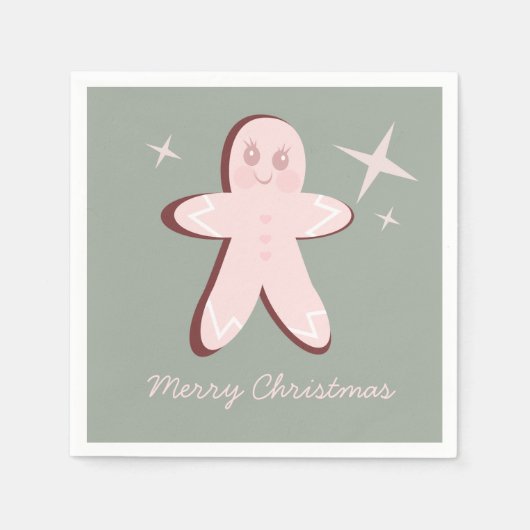 Retro Gingerbread Cookies Groovy Weihnachten Serviette (Vorderseite)