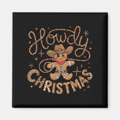 Retro Gingerbread Cowboy Western Howdy Christmas U Magnet (Vorne)
