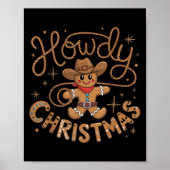 Retro Gingerbread Cowboy Western Howdy Christmas U Poster (Vorne)