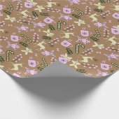 Retro Gingerbread Deer Candycane Leckereien Weihna Geschenkpapier (Ecke)