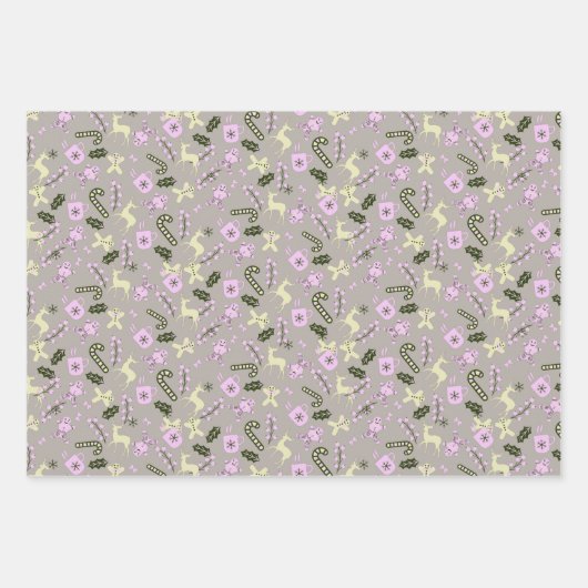 Retro Gingerbread Deer Candycane Leckereien Weihna Geschenkpapier Set (Vorderseite 3)