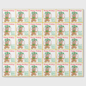 Retro Gingerbread Joy Personalisiert Weihnachten Geschenkpapier (Flach)