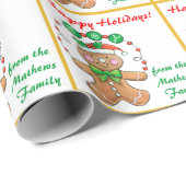 Retro Gingerbread Joy Personalisiert Weihnachten Geschenkpapier (Rolleneckpunkt)