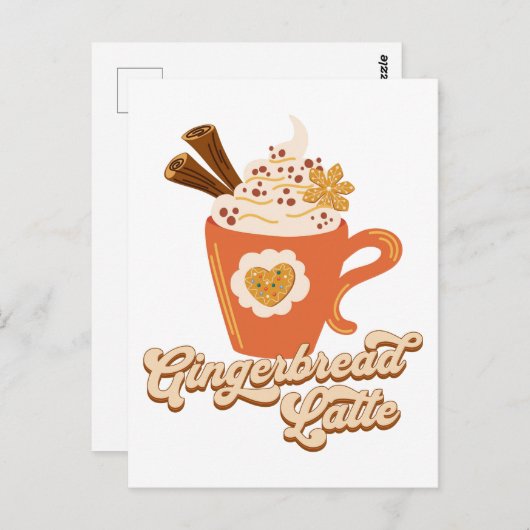 Retro Gingerbread Latte Coffee Postkarte (Vorne/Hinten)