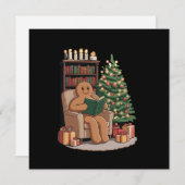 Retro Gingerbread Lesbücher Weihnachtslehrer Feiertagskarte (Vorne/Hinten)