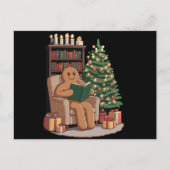Retro Gingerbread Lesbücher Weihnachtslehrer Feiertagspostkarte (Vorderseite)
