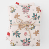Retro Gingerbrei Weihnachtsfeiertage Leckereien Geschenkpapier Set (Beispiel)