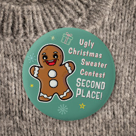 Retro Gingerbrett Ugly Xmas Sweater Contest 2. Button