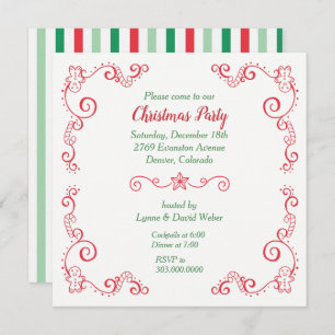 Retro Gingerbrot Candy Cane Border Holiday Party Einladung