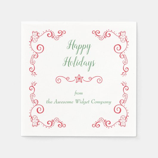 Retro Gingerbrot Candy Cane Border Holiday Serviette (Vorderseite)