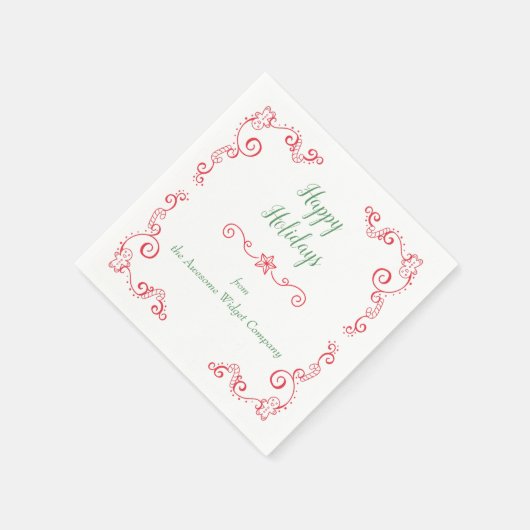 Retro Gingerbrot Candy Cane Border Holiday Serviette (Ecke)