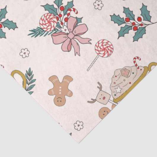 Retro Gingerbrot Cookies und Tee Weihnachten Seidenpapier (Ausschnitt)
