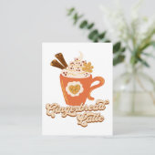 Retro Gingerbrot Latte Coffee Postkarte (Stehend Vorderseite)