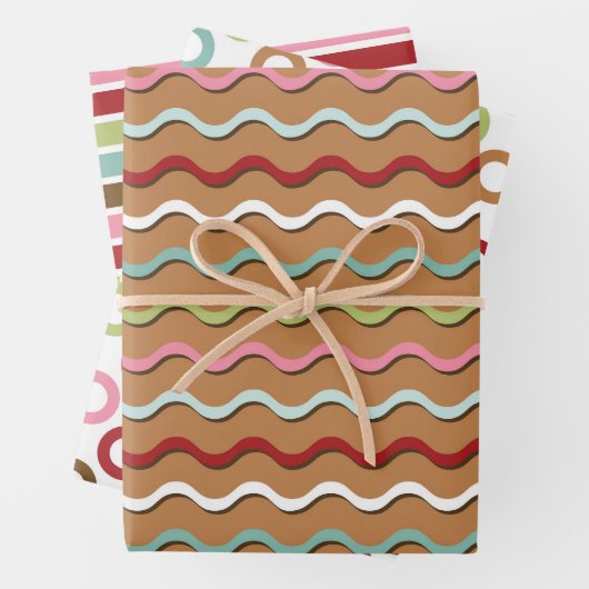 Retro Gingerbrot Muster Geschenkpapier Set (Beispiel)