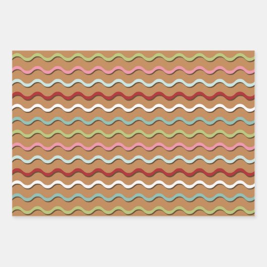 Retro Gingerbrot Muster Geschenkpapier Set (Vorderseite)