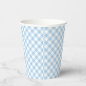 Retro Gingham Baby Blue Pappbecher (Rechts)