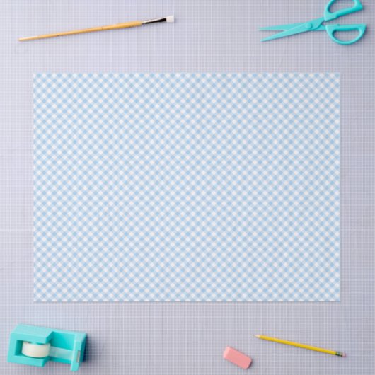 Retro Gingham Baby Blue Seidenpapier (Basteln)