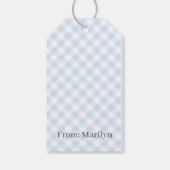 Retro-Gingham Babyblau Geschenkanhänger (Rückseite)