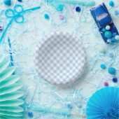 Retro-Gingham Babyblau Pappteller (Party)
