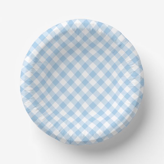 Retro-Gingham Babyblau Pappteller (Vorderseite)