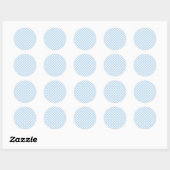Retro-Gingham Babyblau Runder Aufkleber (Blatt)