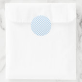 Retro-Gingham Babyblau Runder Aufkleber (Tasche)