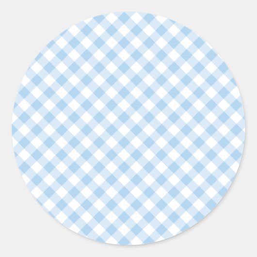 Retro-Gingham Babyblau Runder Aufkleber (Vorderseite)