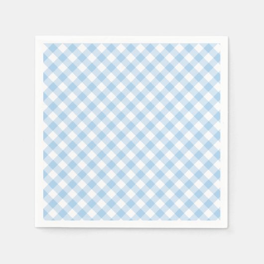 Retro-Gingham Babyblau Serviette (Vorderseite)