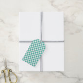 Retro-Gingham-Blau-Gras-Grün Geschenkanhänger (Mit Garn)