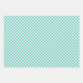 Retro-Gingham-Blau-Gras-Grün Geschenkpapier Set (Vorderseite)