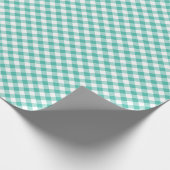 Retro-Gingham-BlauGras-Grün Geschenkpapier (Ecke)